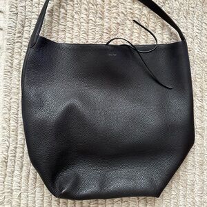 The Row N/S Park textured-leather tote in dark brown (large)